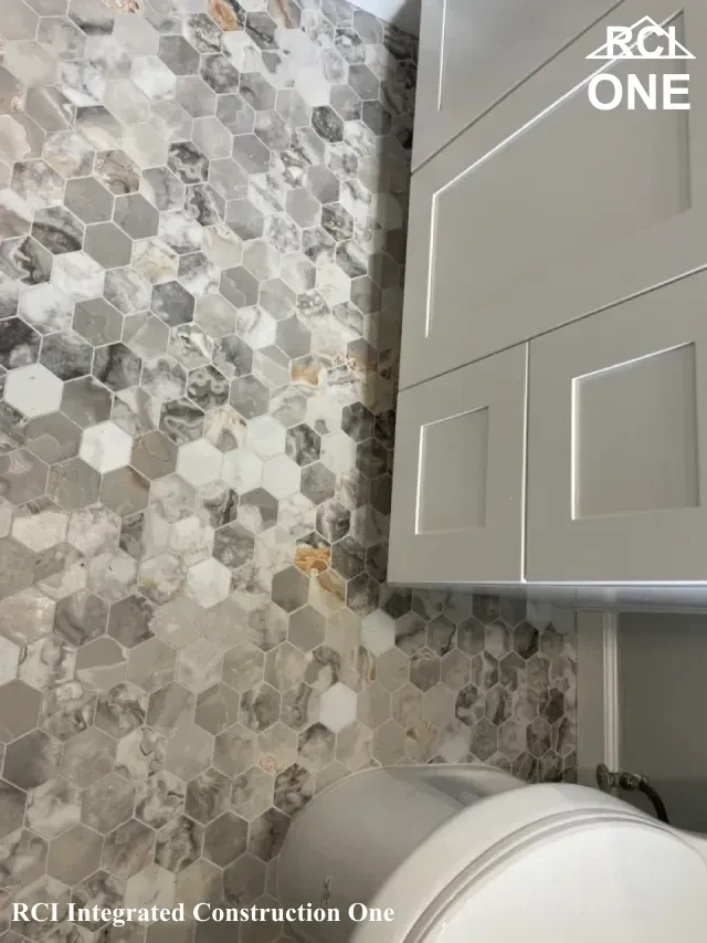 Bathroom with Hexagonal Floor Tiles