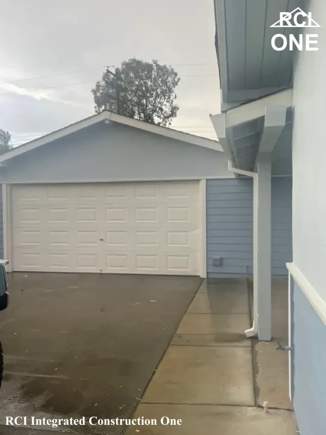 Clean Garage Exterior on Overcast Day