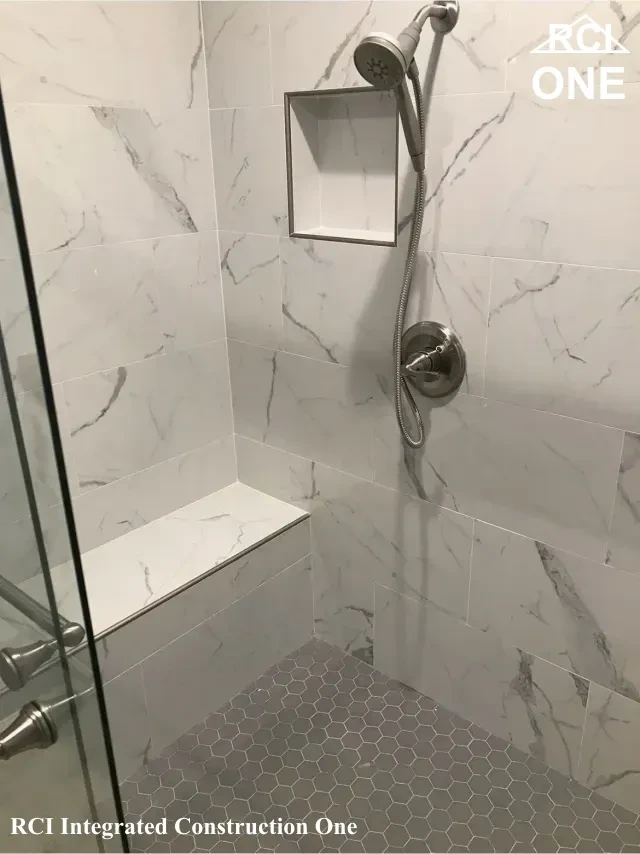 Contemporary Marble Tile Shower