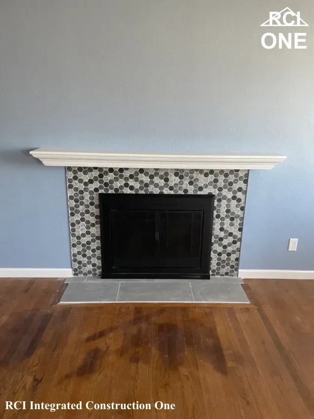 Modern Fireplace with Hexagonal Tiles