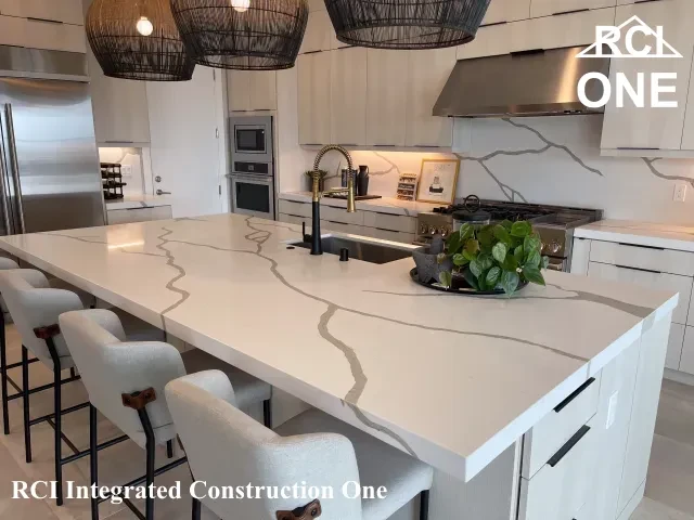 Modern Kitchen with Marble Island