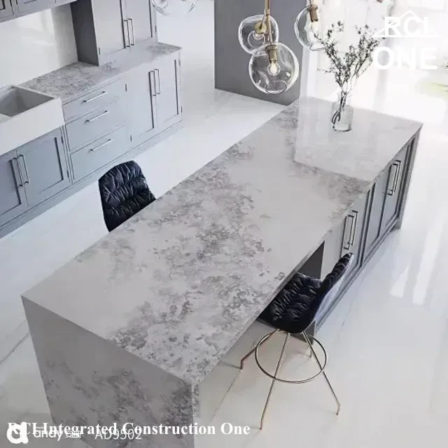 Modern Kitchen with Marble Island