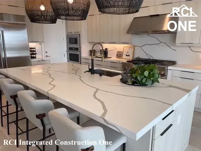 Modern Kitchen with Marble Island