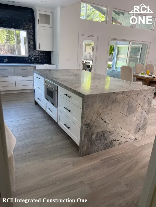 Modern Kitchen with Marble Island