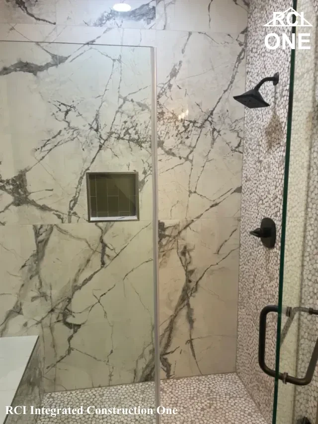 Modern Marble Tiled Shower Interior