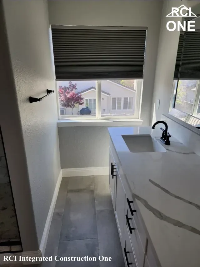 Modern White Bathroom Vanity Area