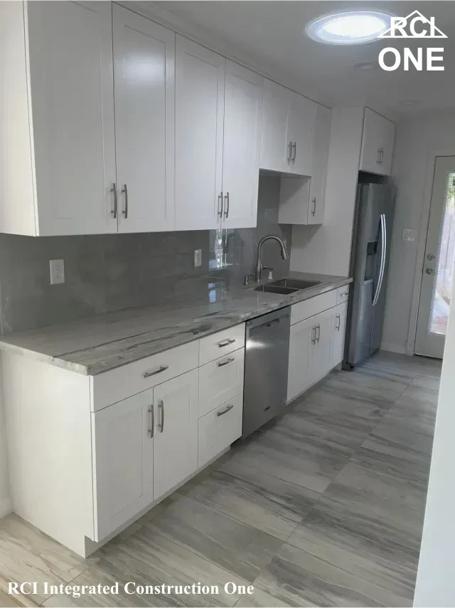 Modern White Kitchen with Gray Accents