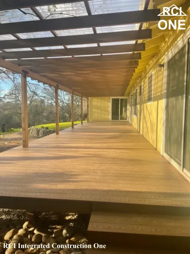 Newly Built Wooden Deck with Pergola